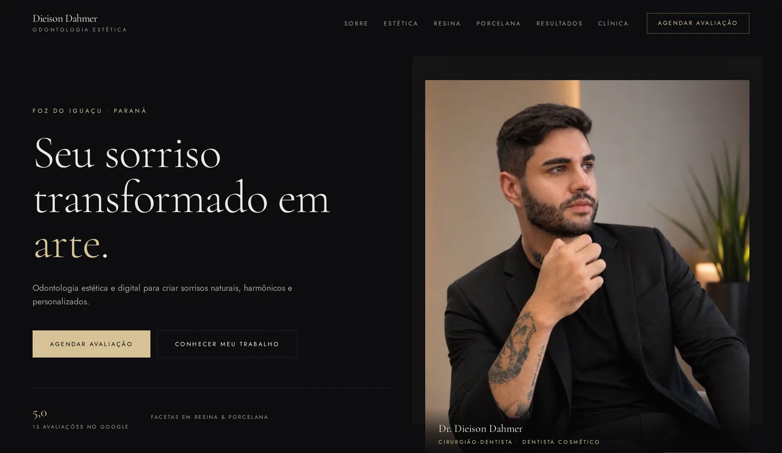 Site Dr. Dieison Dahmer — Odontologia estética premium