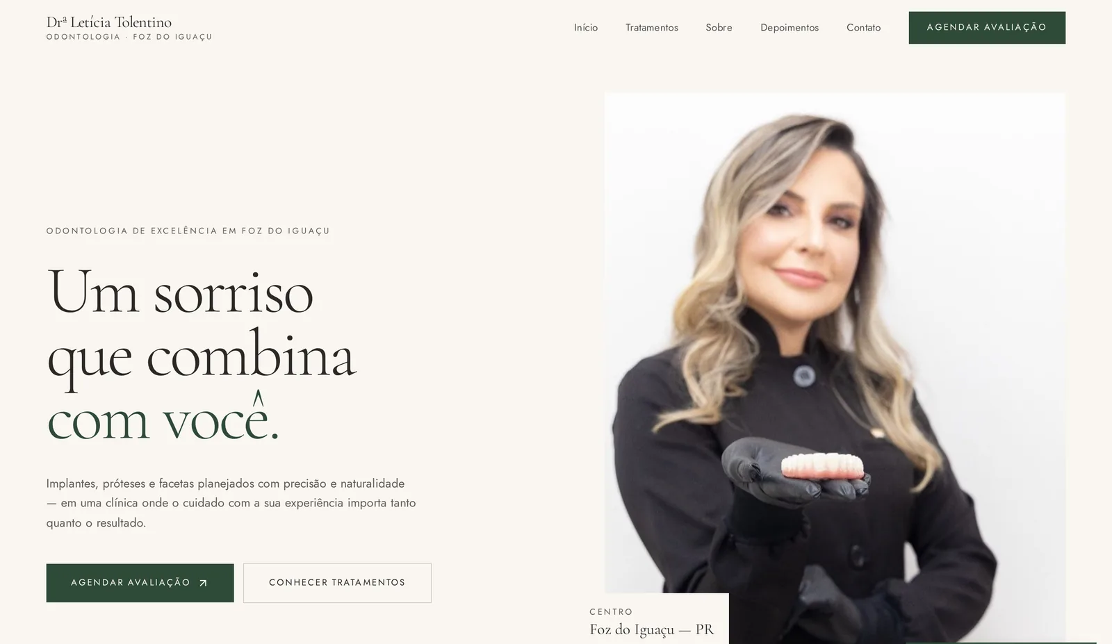 Site Drª Letícia Tolentino — Implantes, próteses e facetas